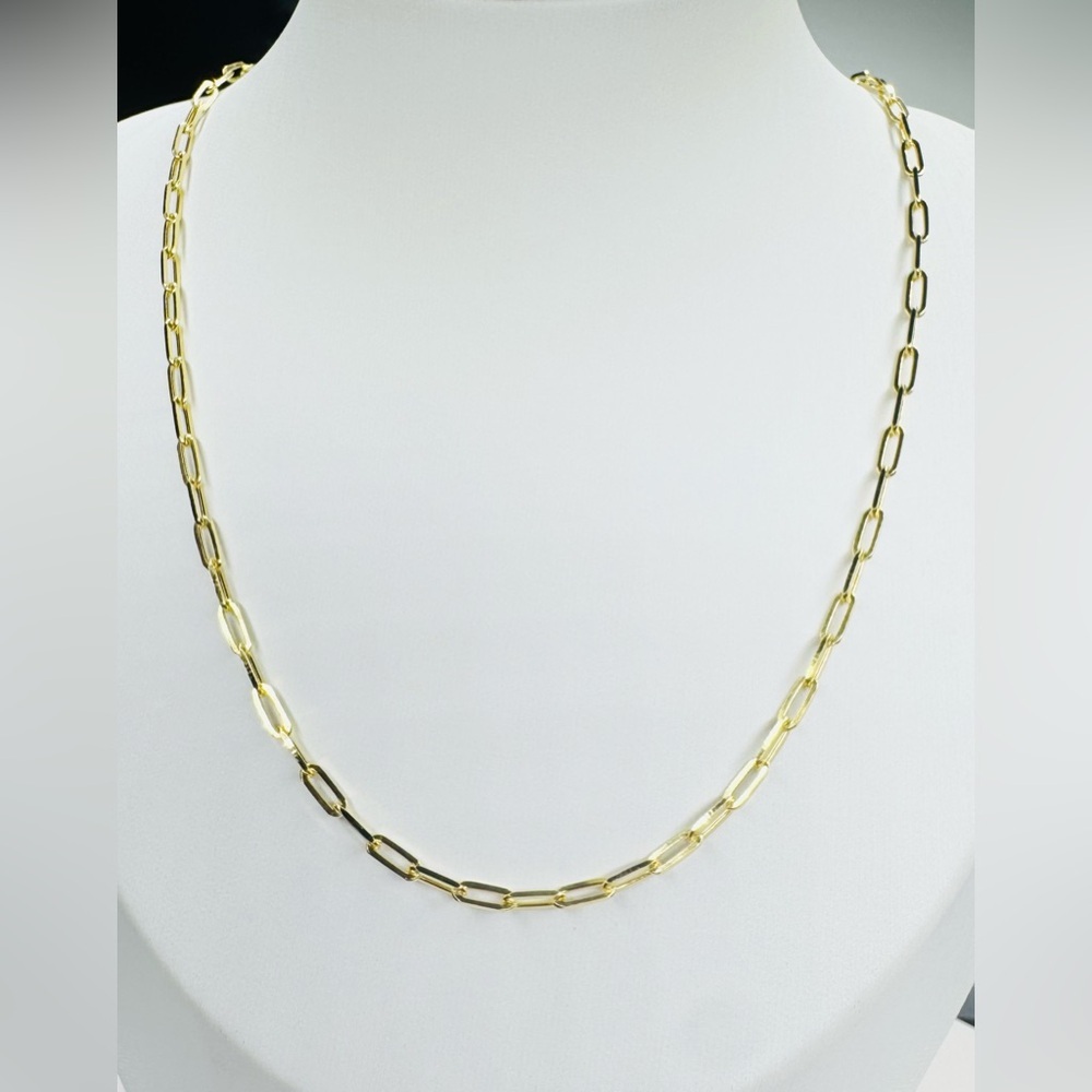 Paperclip 14K Gold Chain Necklace 2mm